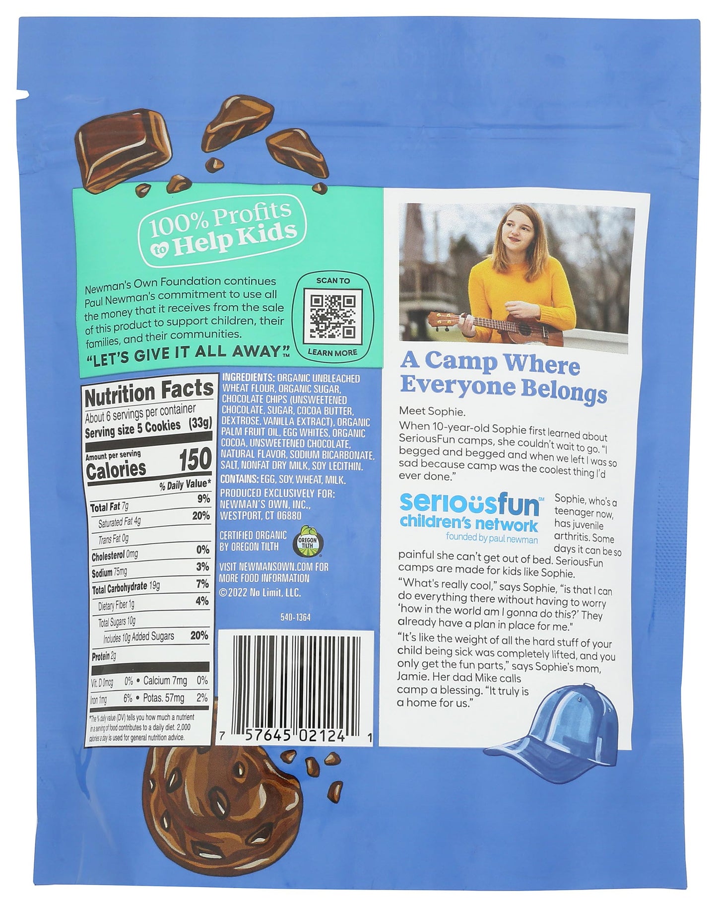 Newman's Own Family Recipe Cookies, Double Chocolate Chip, 7 oz