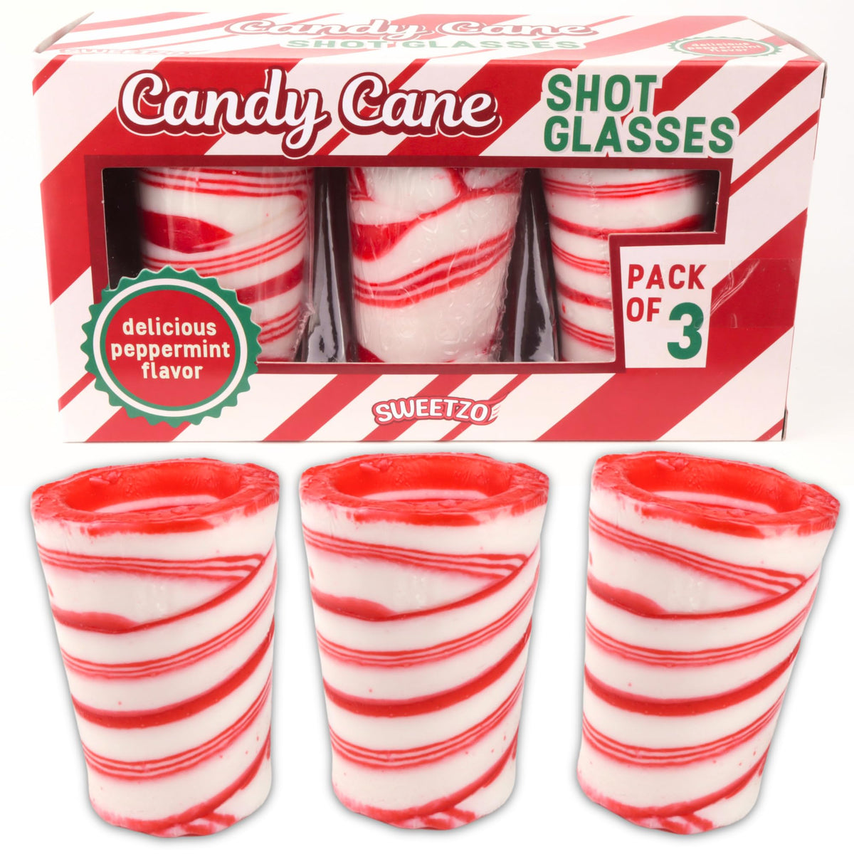 Candy Cane Shot Glasses, Edible Peppermint Cups for Christmas Parties, Holiday Drinkware, Festive Novelty Party Accessories, Hot Cocoa, Gifts