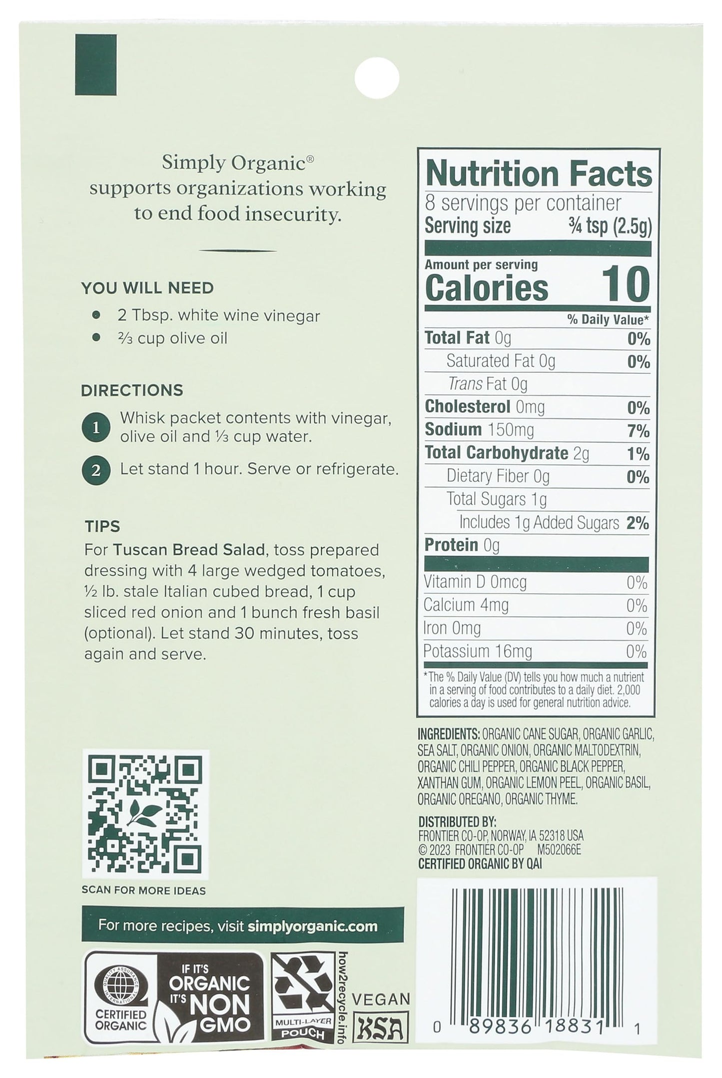 Simply Organic Dressing Mix, Italian, .7 oz