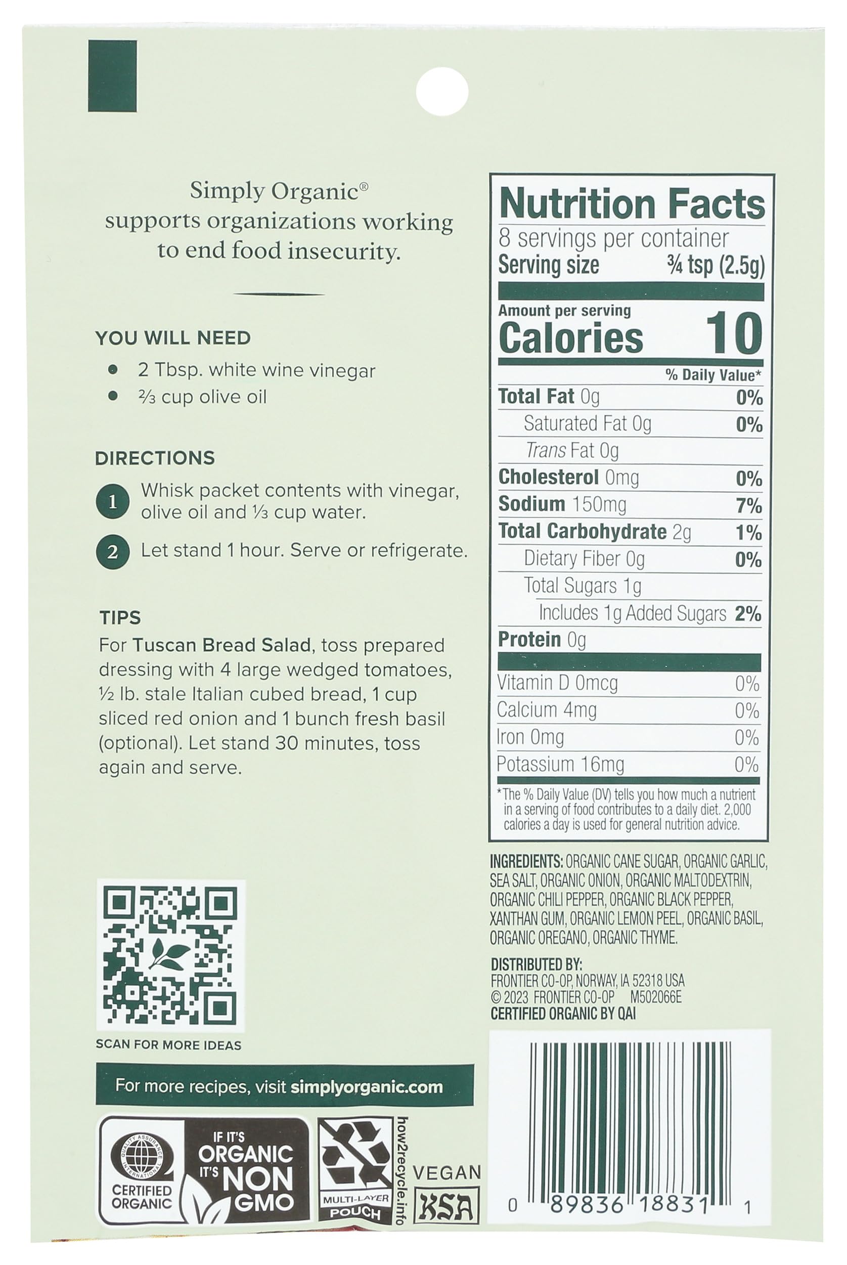 Simply Organic Dressing Mix, Italian, .7 oz