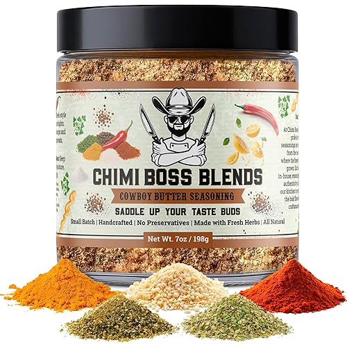 Chimi Boss Blends Cowboy Butter Seasoning, 7oz - Garlic Herb Butter Dry Rub for Grilling, Smoking & BBQ - Gourmet Small-Batch Spice Blend for Steak