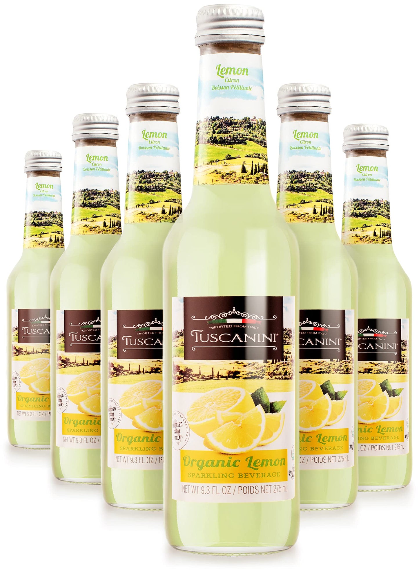 Tuscanini Organic Cold Pressed Sparkling Lemon Soda (6 Pack) Contains 16% Real Juice! No Food Coloring or Artificial Flavors, Product of Italy