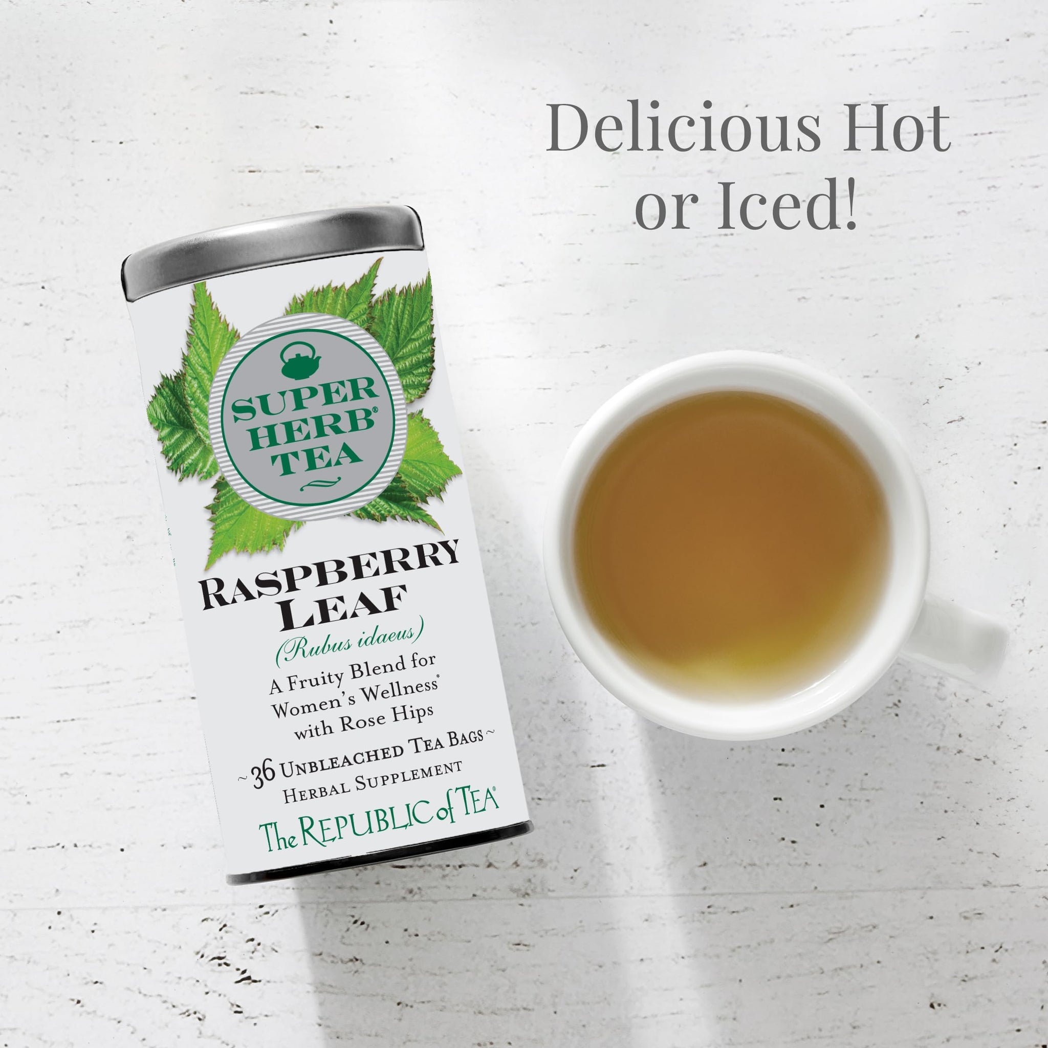 The Republic of Tea - Raspberry Leaf SuperHerb Tea Tin, 36 Herbal Tea Bags, Naturally Caffeine-Free