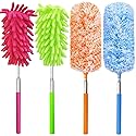 4 pcs Extendable and Washable Microfibre Feather Duster,13" to 30" Reachable, Microfibre Cleaning Tool, Small Dusters for Cleaning Office, Car