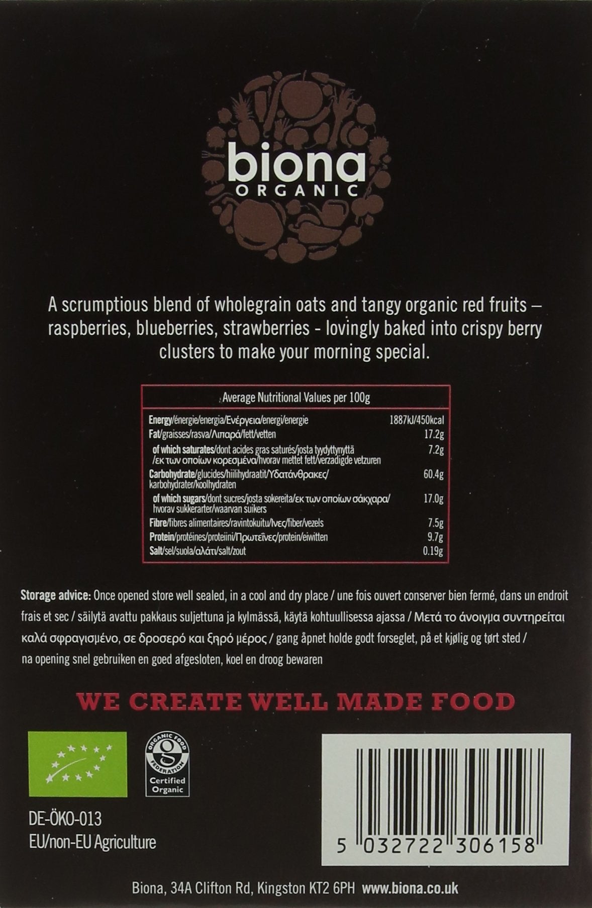 Biona Organic Wildberry Crisp Granola, 375g