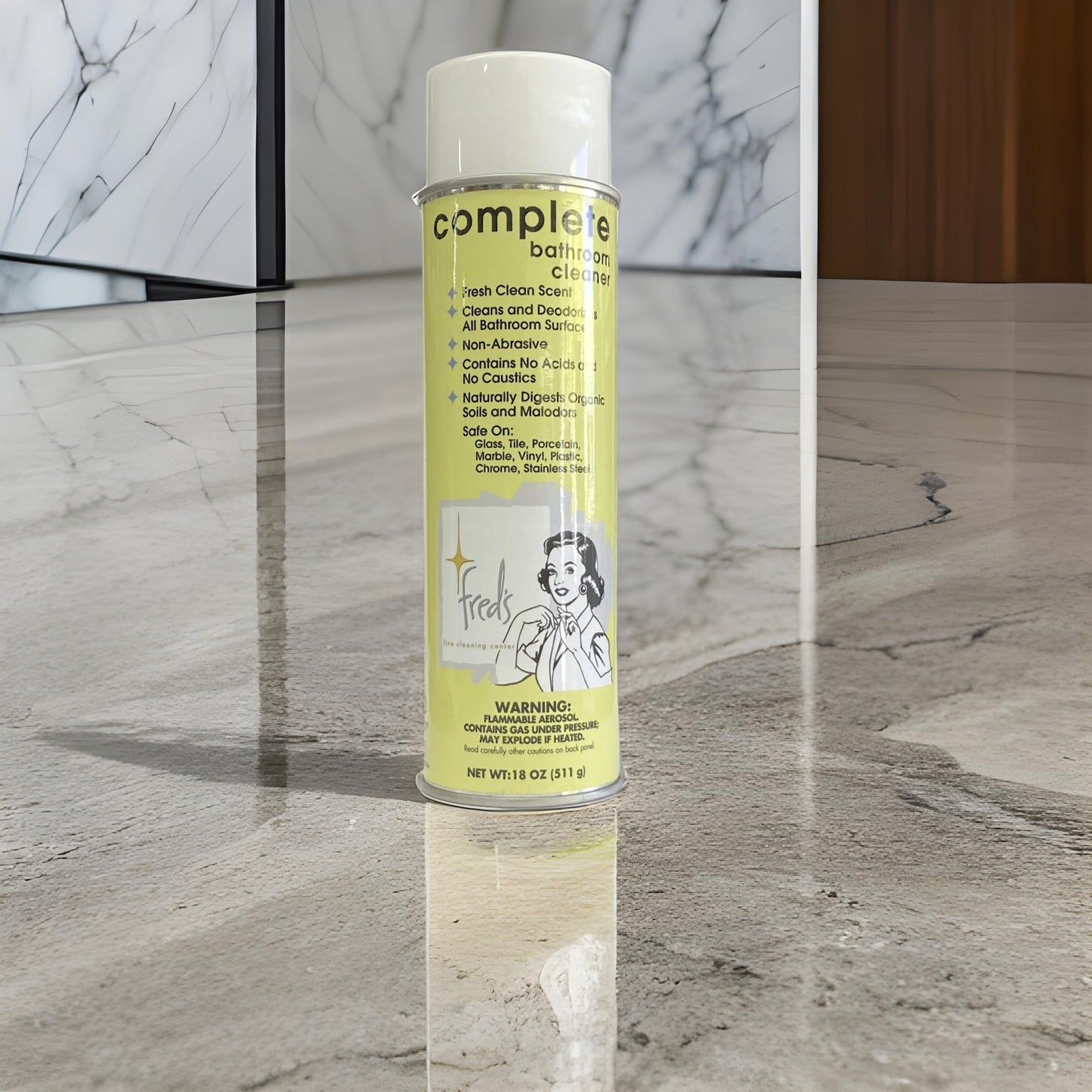 Fred's Complete Bathroom Cleaner, 18 oz Foaming Spray - Bio-Enzymatic Formula, No Acids or Caustics, Safe on All Hard Surfaces, Eliminates Odors
