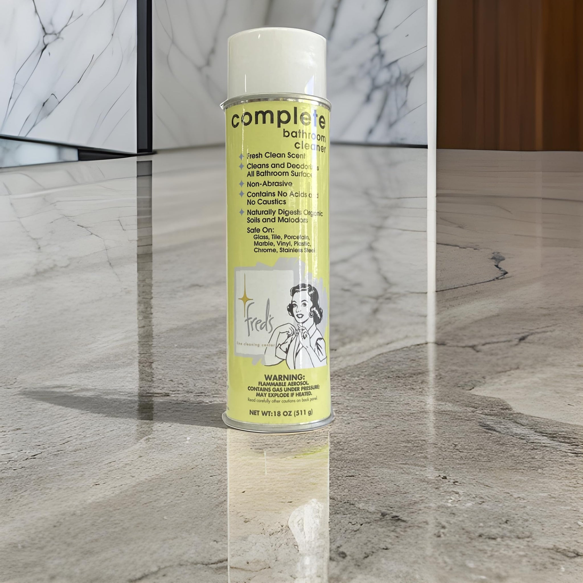 Fred's Complete Bathroom Cleaner, 18 oz Foaming Spray - Bio-Enzymatic Formula, No Acids or Caustics, Safe on All Hard Surfaces, Eliminates Odors
