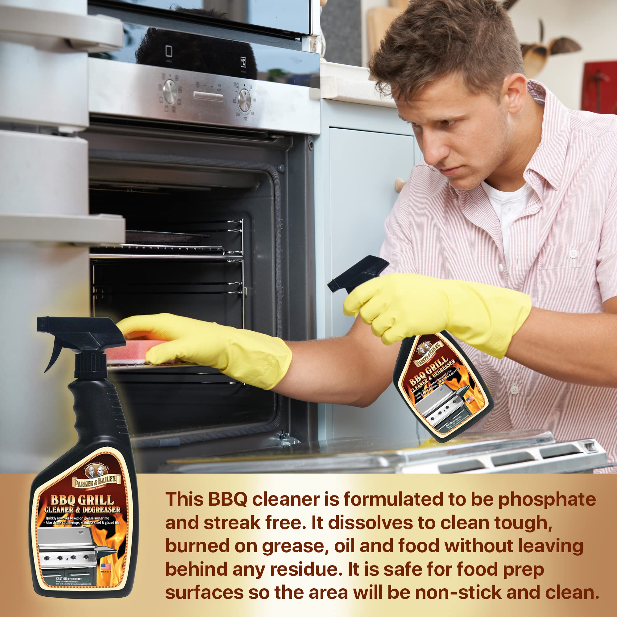 Parker & Bailey Grill Cleaner and Degreaser - BBQ Grill Cleaner Degreaser Cleaner Heavy Duty Countertop Cleaner Stainless Steel Cleaner Glazed Tile