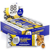 88 Acres Granola Bars, Blueberry Lemon, 12 Count, School Safe, Allergen Free Seed & Oat Snack Bar, Gluten & Nut Free, Vegan, Non-GMO & Kosher