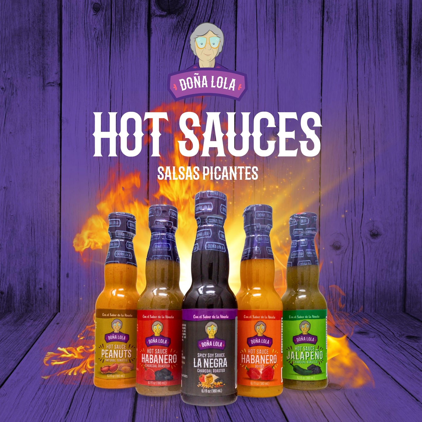 DOÑA LOLA HOT SAUCE, 6.1 Fl.Oz., Made in Mexico, No Artificial Flavors or Colors (Jalapeño Charcoal Roasted)
