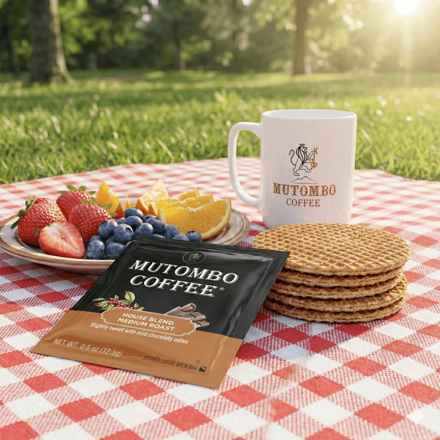 Mutombo Medium Roast Coffee Sachets | Single Serve Pouches | House Blend Coffee Packets | 0.5oz (12.5g) | Gourmet Balanced Acidity, 100% Arabica