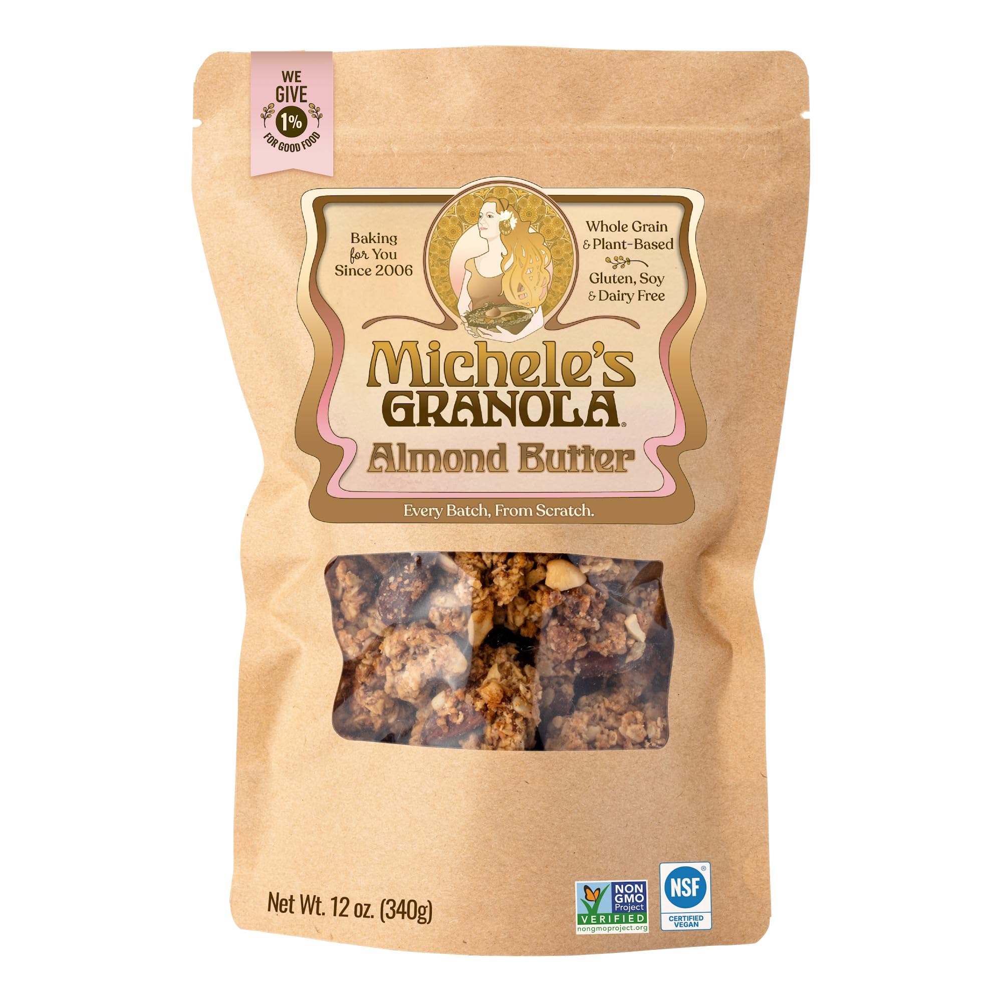 Michele's Granola - Almond Butter - Handmade Non-GMO Whole Grain Oats - Free of Gluten, Soy, Wheat, & Dairy