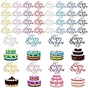 Boao 40 Pieces Birthday Cake Toppers 5.3 x 3.94 in Happy Glitter Birthday Cupcake Topper Cake Party Supplies Decorations for Children or Adults, 8