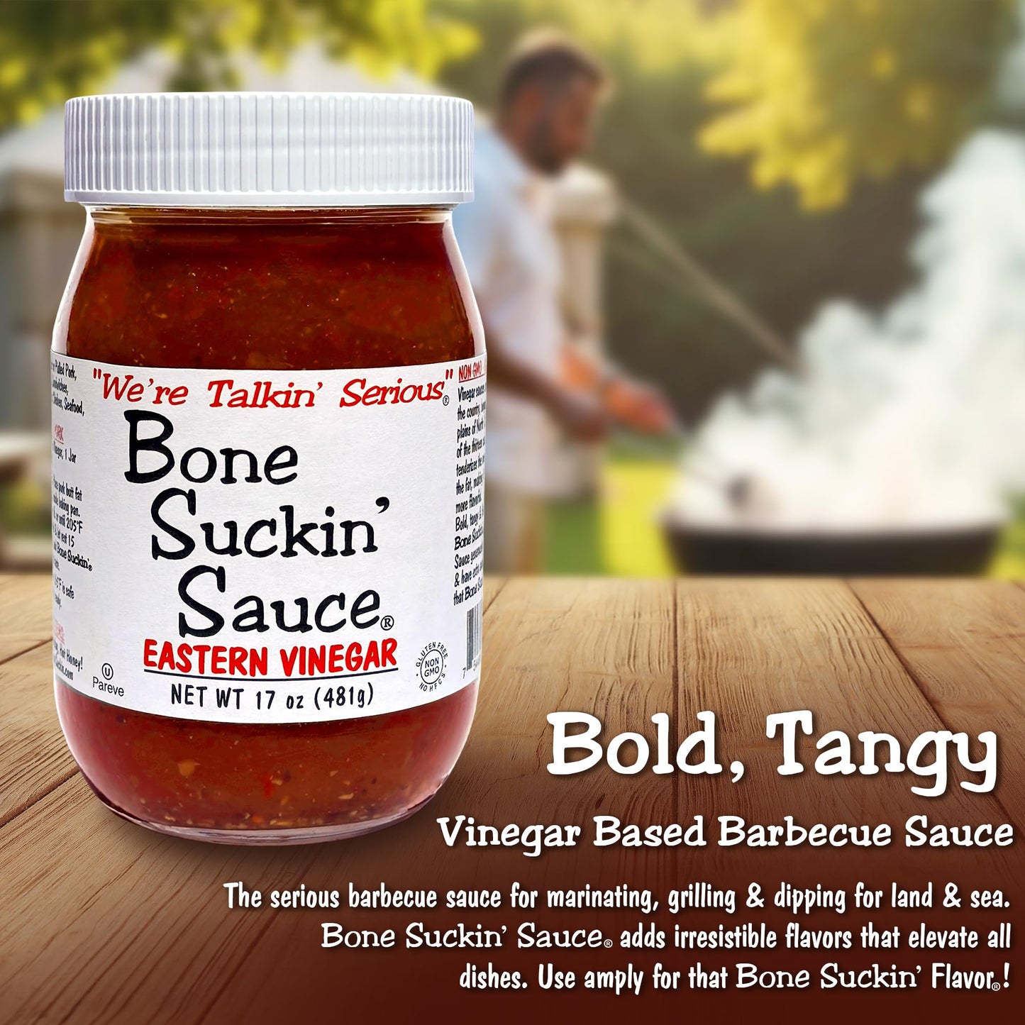 Bone Suckin' Eastern Vinegar BBQ Sauce, Carolina Barbecue Sauce, 17 Ounce