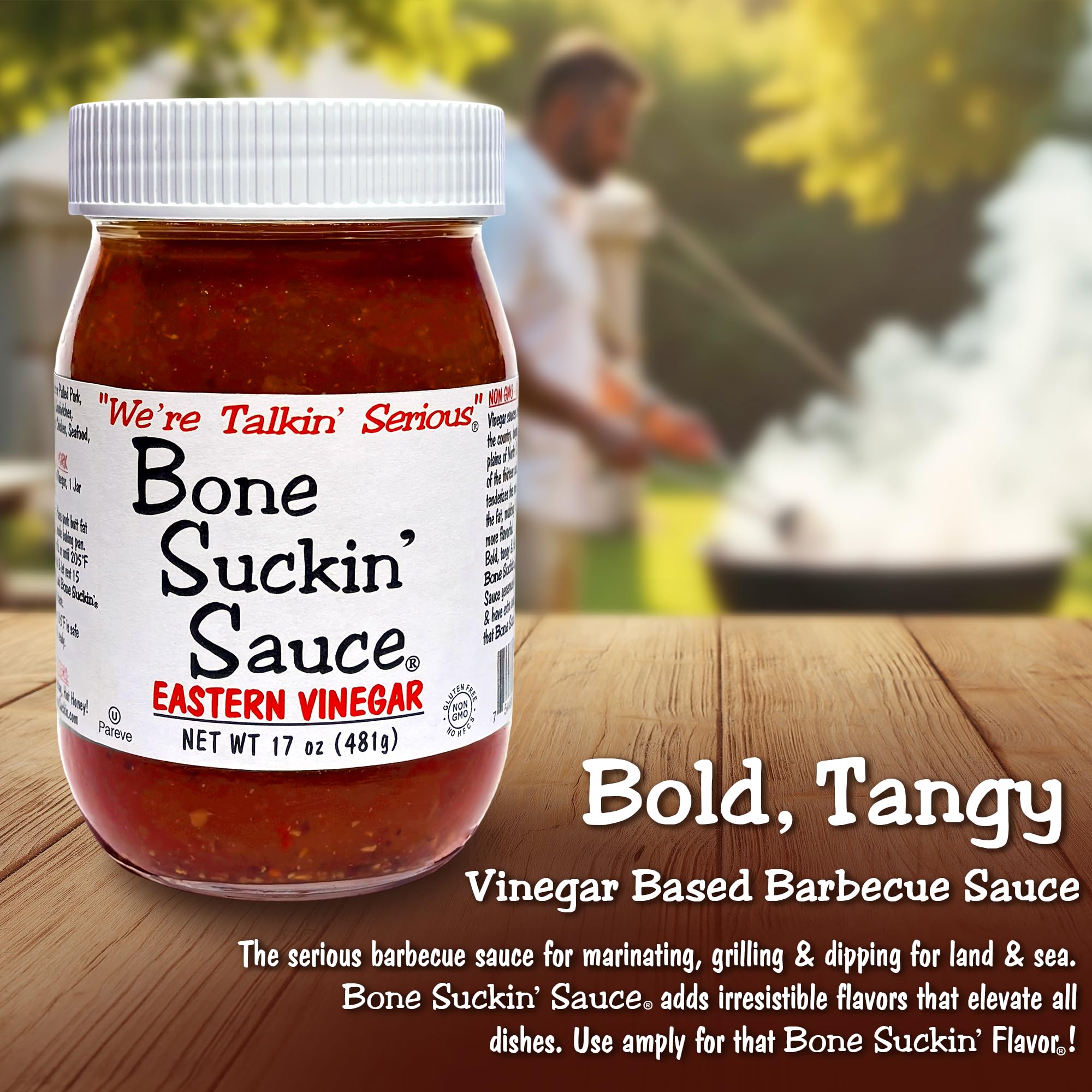 Bone Suckin' Eastern Vinegar BBQ Sauce, Carolina Barbecue Sauce, 17 Ounce