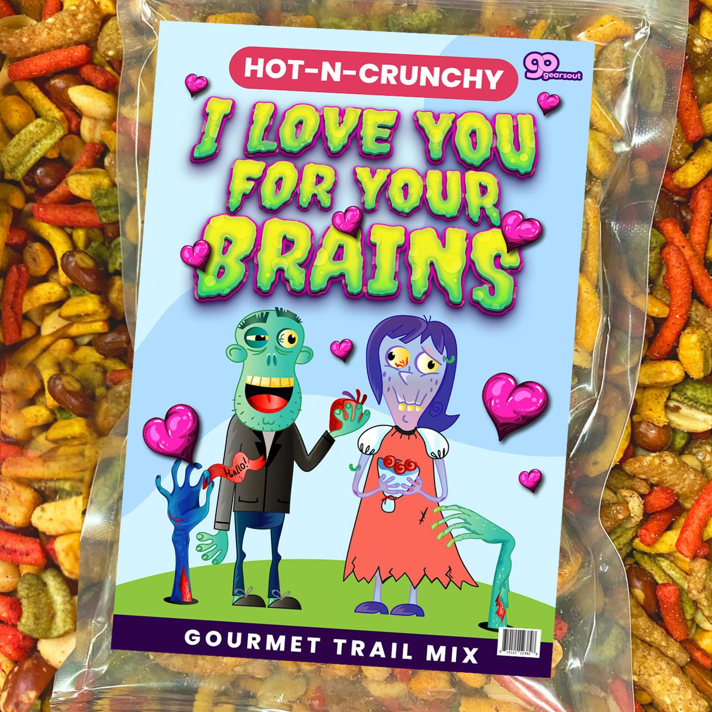 Love You for Your Brains Trail Mix - Premium Food Gifts Spicy Zombie Romance Snack Mix Unique Funny Valentine Gifts Horror Movie Night Snacks