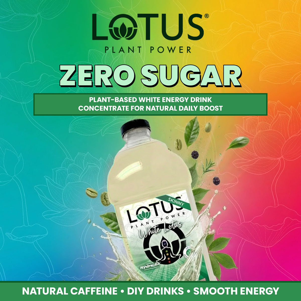 Skinny White Lotus Plant Power® Zero Sugar Energy Drink, PP7™ Formula