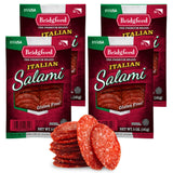 Bridgford Italian Salami 5 oz Pack of 4 - Zero Carb Healthy Salami Sliced Charcuterie Meat for Your Charcuterie Boards or Antipasto Platters