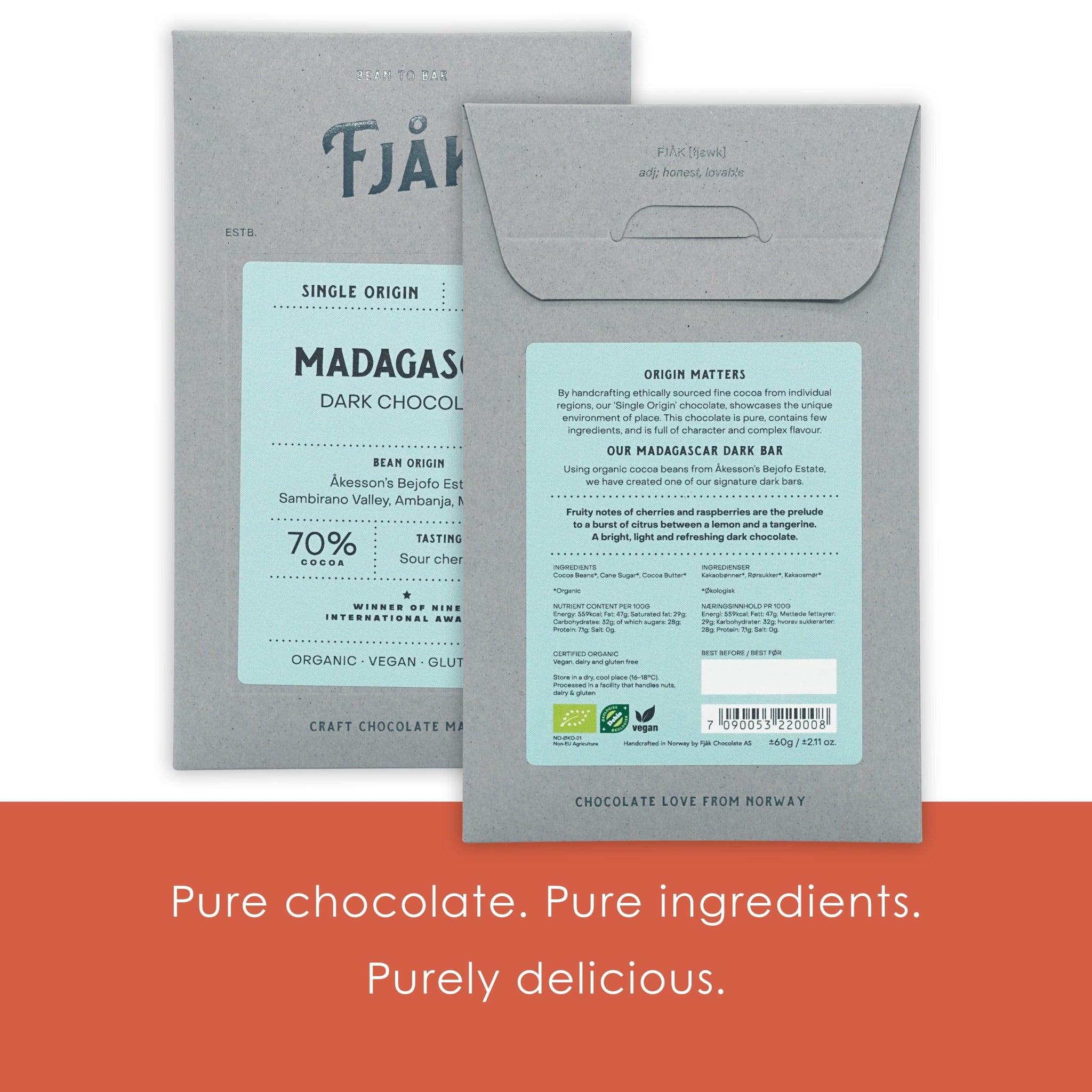 Fjak - Single-Origin - Norwegian Chocolate Bundles (Madagascar 70%, 3 Pack)