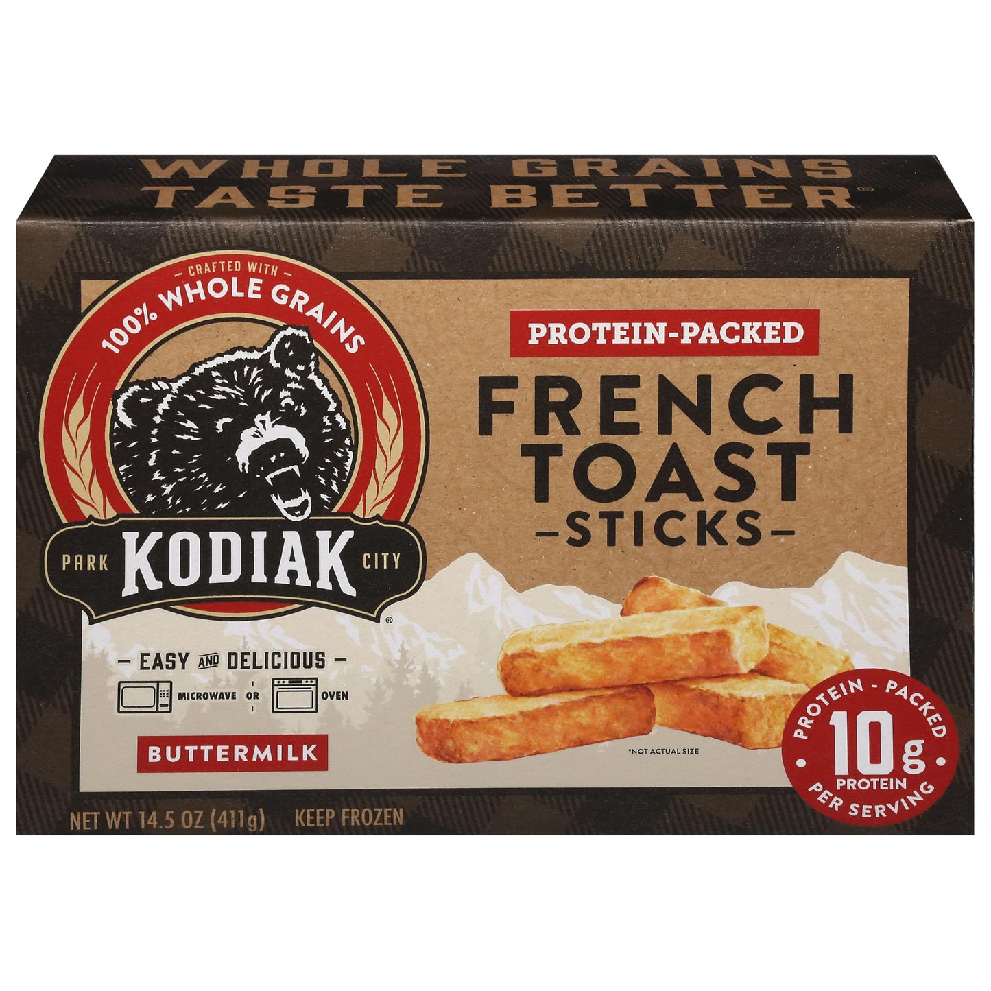 Kodiak, Frozen Breakfast Protein Packed Buttermilk French Toast Sticks, 14.5 Ounce