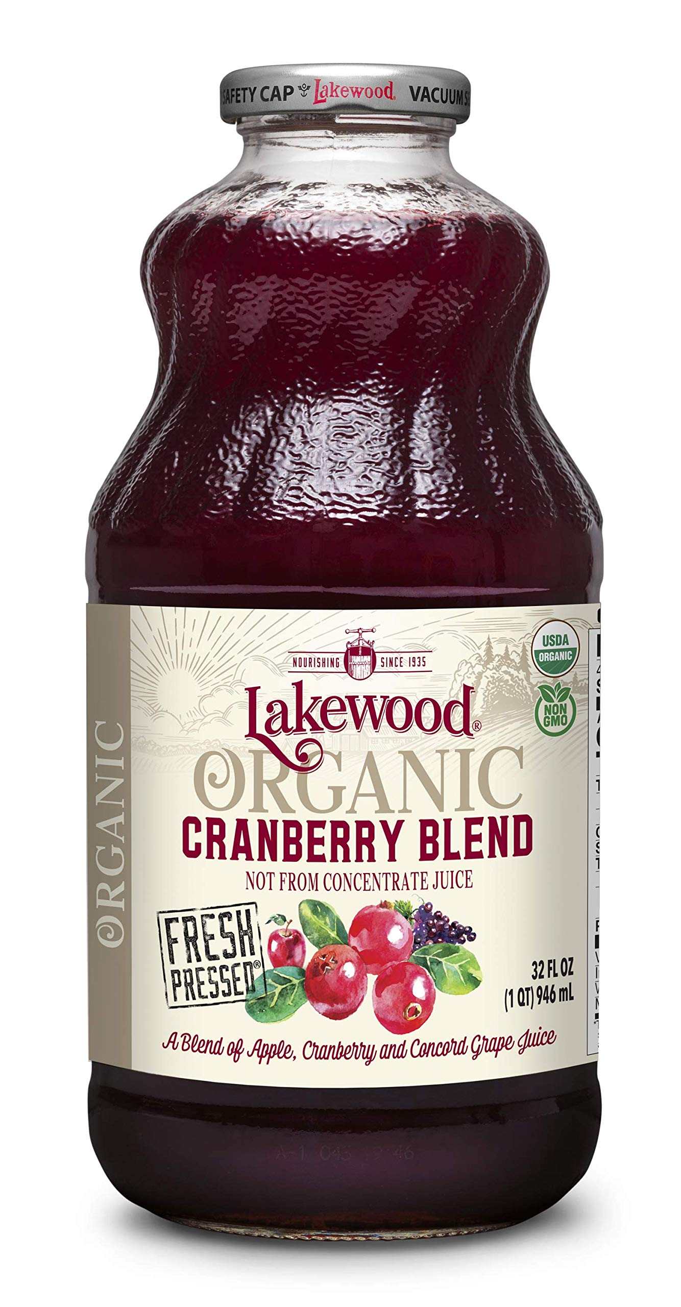 Lakewood Organic Cranberry Juice Blend, 32-Ounce Bottles (Pack of 6)