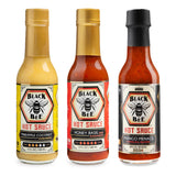 Black Bee Triple Sting Hot Sauce Gift Set (3 Pack) - Pineapple Coconut Habanero, Honey Basil Red Habanero & Mango Menace Carolina Reaper - Small Batch