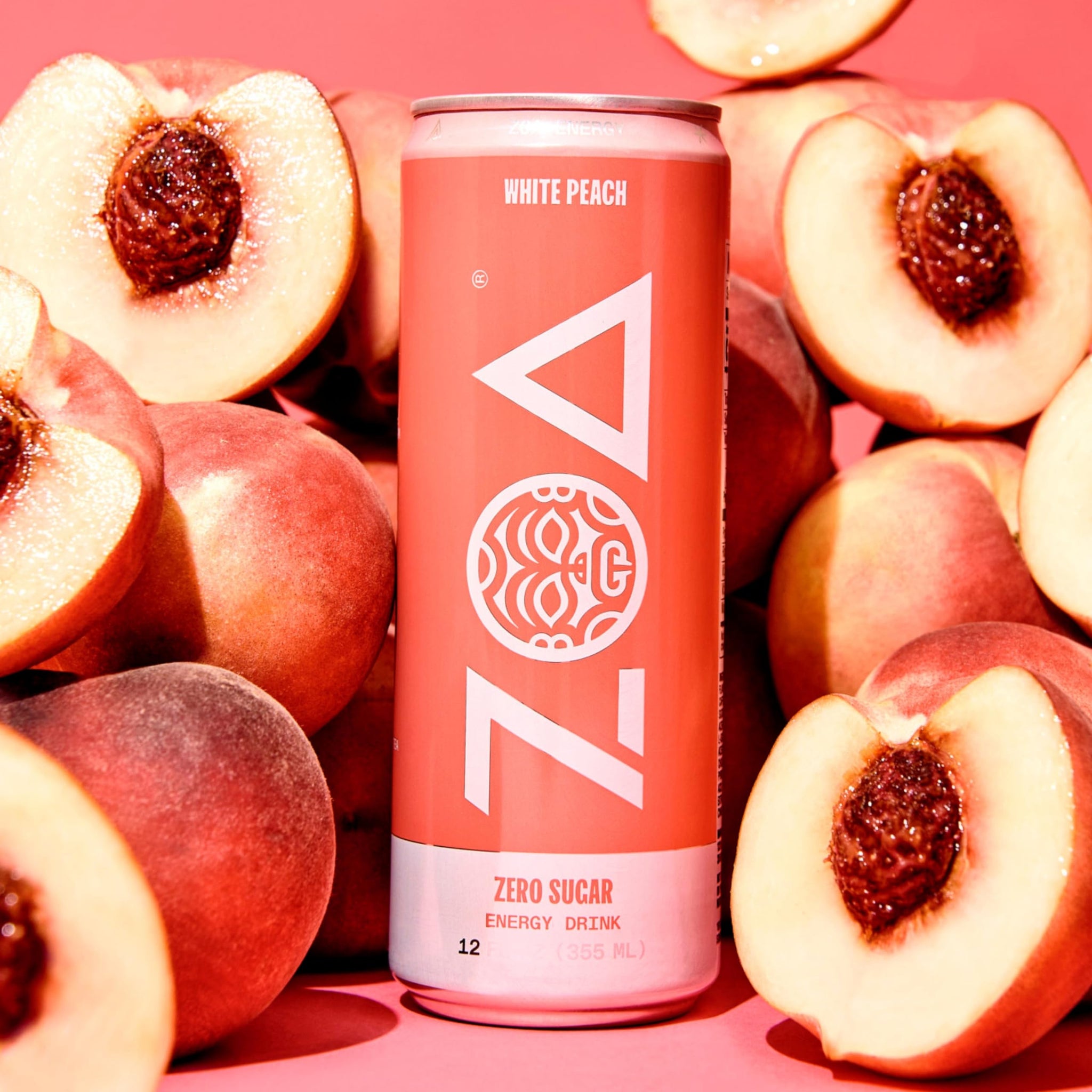 ZOA Zero Sugar Energy Drinks - White Peach | Healthy Energy Formula with Natural Caffeine, Daily Vitamin C, Essential B-Vitamins | Gluten-Free, Keto