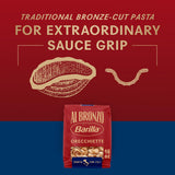 Barilla Al Bronzo Orecchiette Pasta 16 oz., Bronze Cut, Created from High Quality Durum Wheat, Imported From Italy, Non-GMO, Kosher