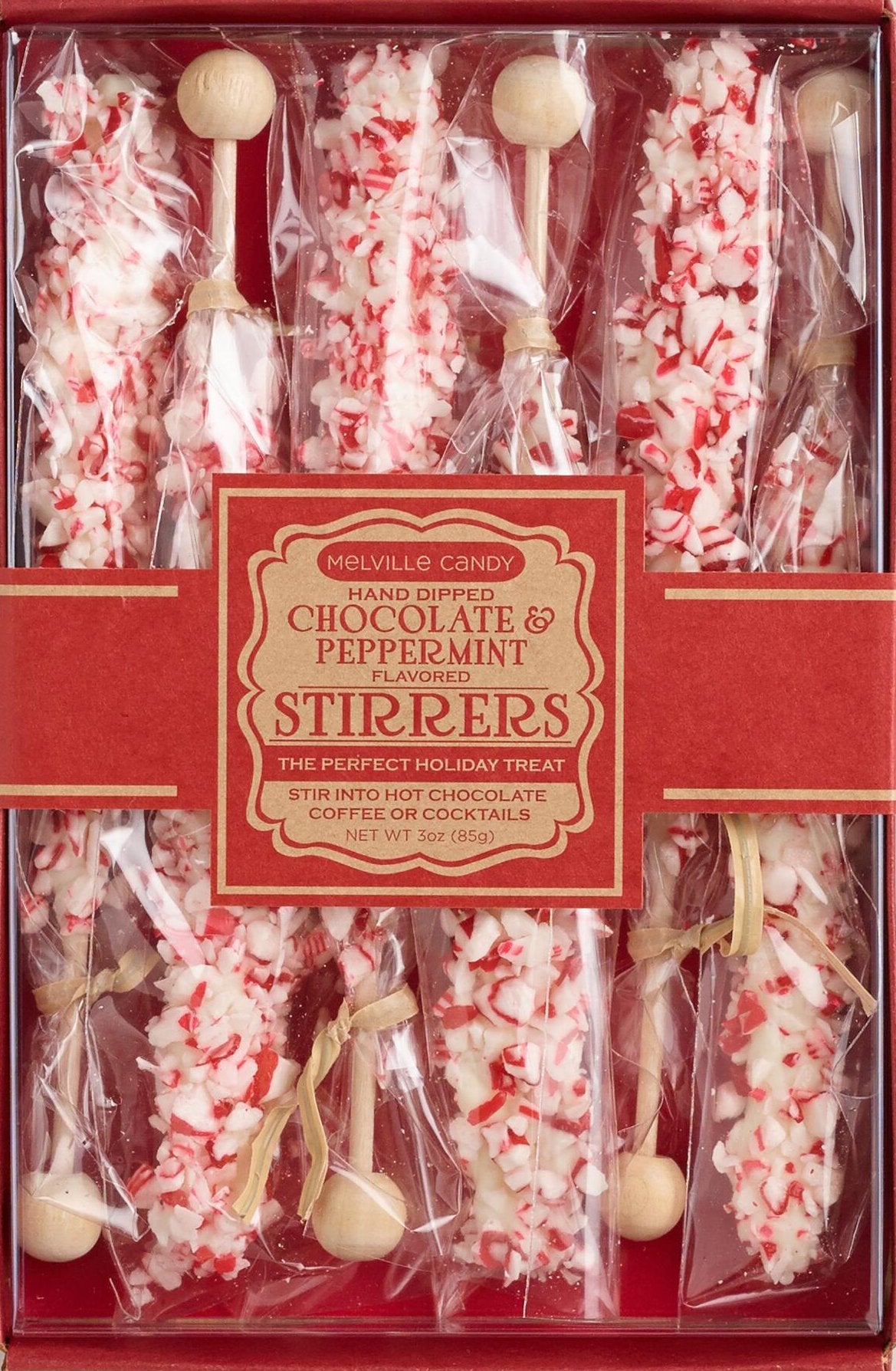 Melville Candy Mini Marshmallow Chocolate Spoons & Peppermint Stirrers Gift Set (White Chocolate Peppermint Stirrers 6ct)