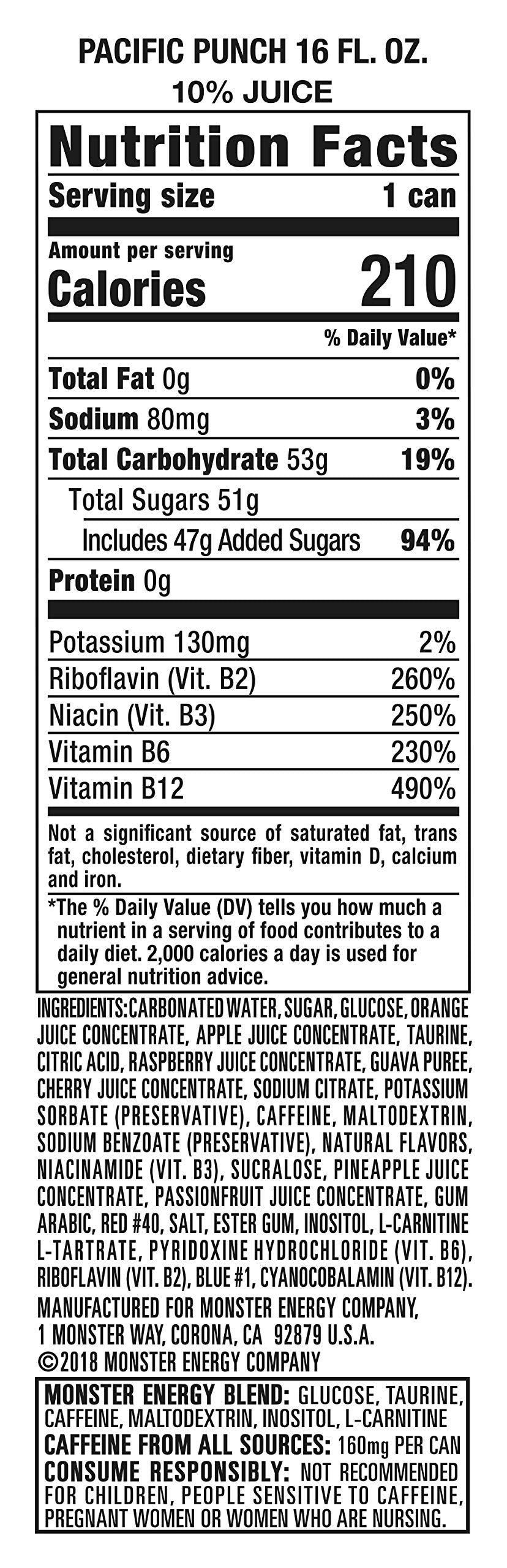 Monster Energy Juice Monster Pacific Punch, Energy Drink, 16 Ounce