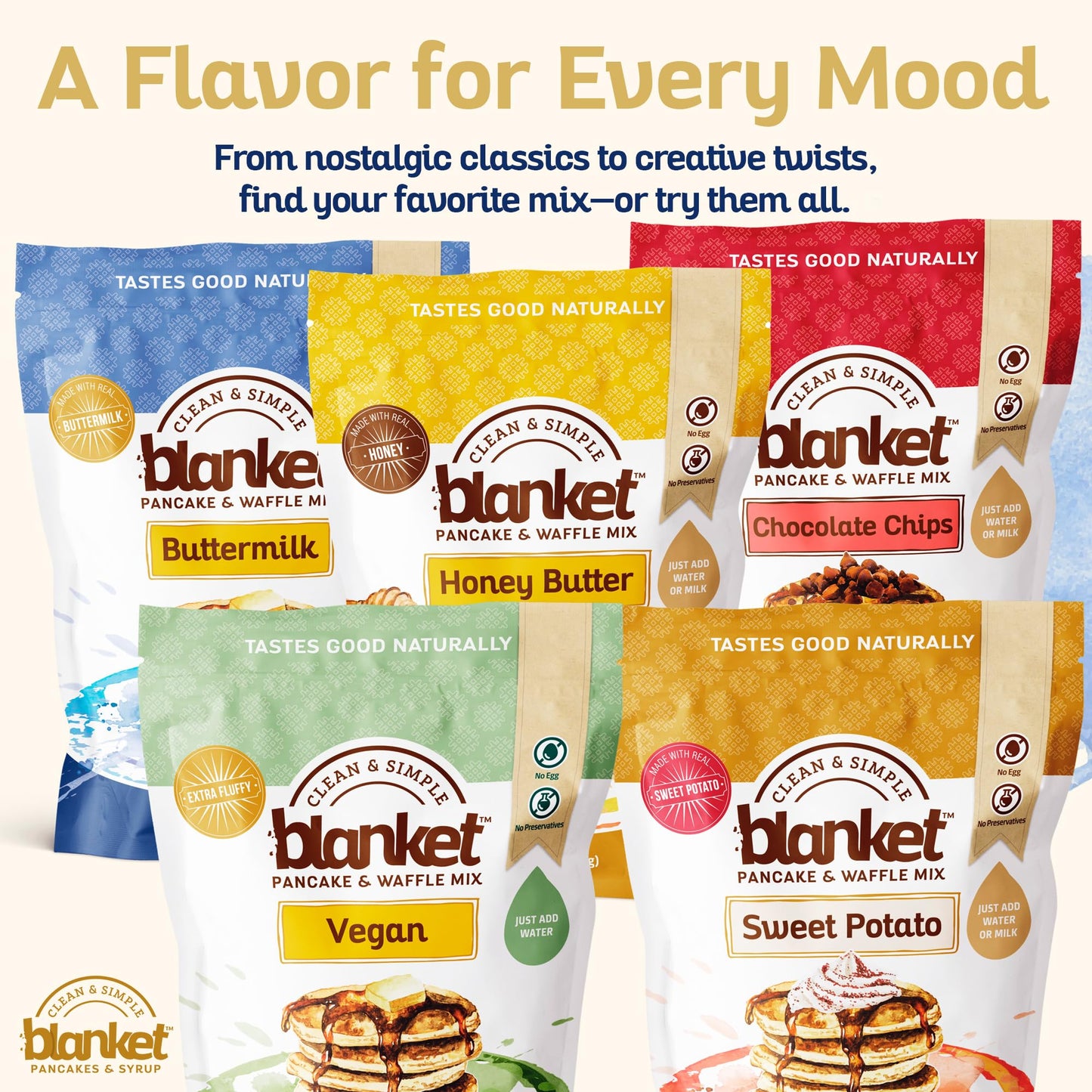 Blanket Pancakes and Waffle Mix - Chocolate Chip Pancake Mix - Just Add Water, No Preservatives - Clean Breakfast Staple with Homestyle Taste - Non-GMO, Comfort Food Classic - 16 oz (1 Pack)