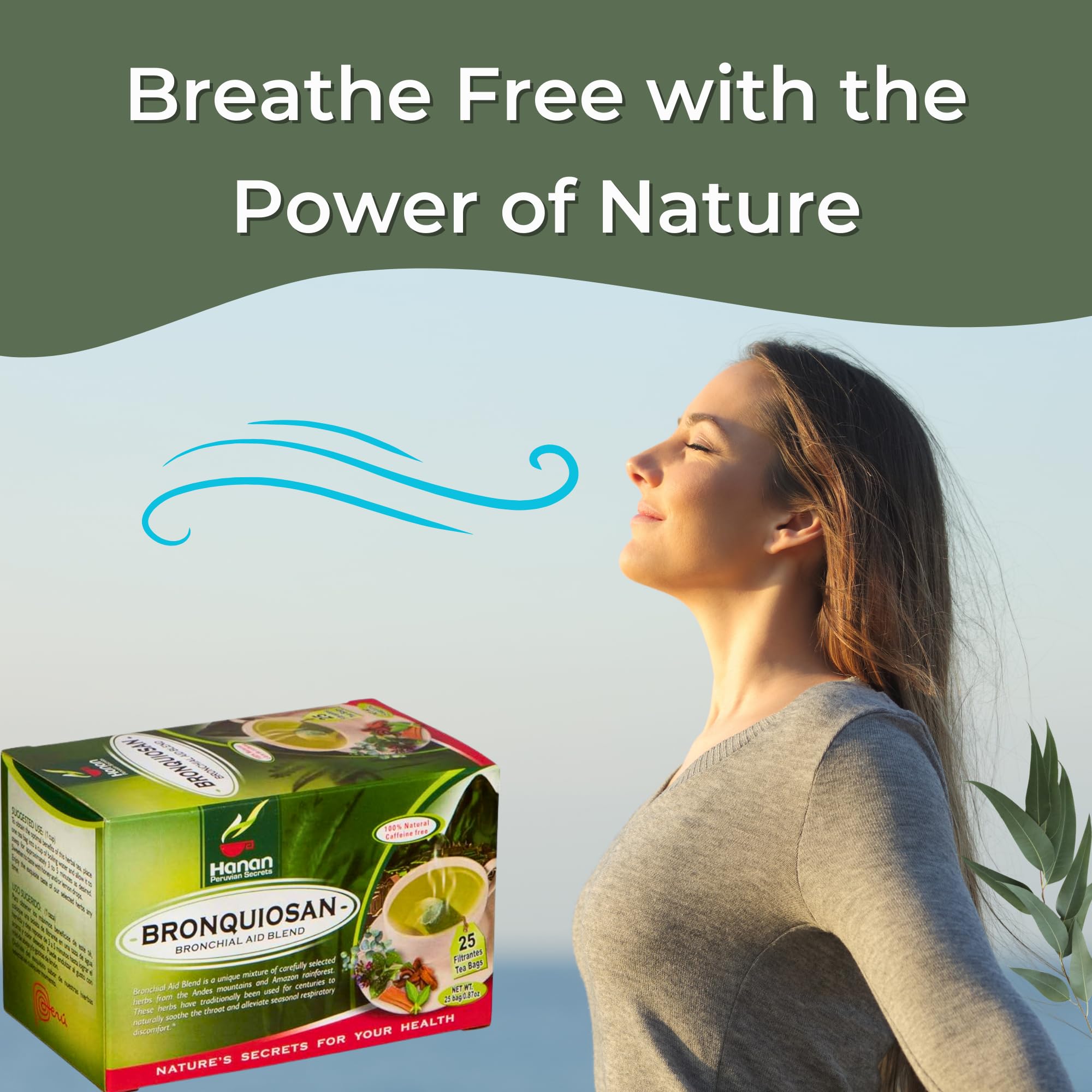 Hanan Bronchial Wellness 25 Tea Bags - Bronquiosan for Respiratory Lung Health Blend of Dried Eucalyptus Leaves, Cat's Claw Herbal Supplement