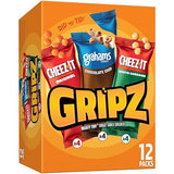 Gripz Mini Baked Snack Crackers, Sweet and Salty Snacks, Variety Pack, 11oz Box (12 Pouches)