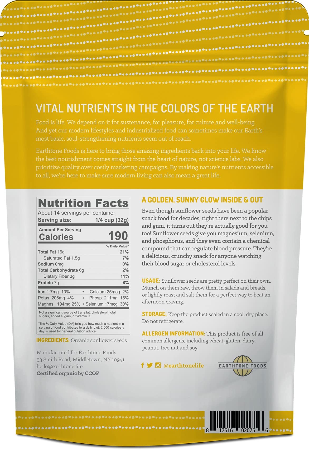 Sunflower Seeds Organic | Fresh, Hulled, Unsalted, No Shell Sunflower Kernels | Healthy Snacks, Cooking, Baking | Vegan & Keto Friendly, 16 oz