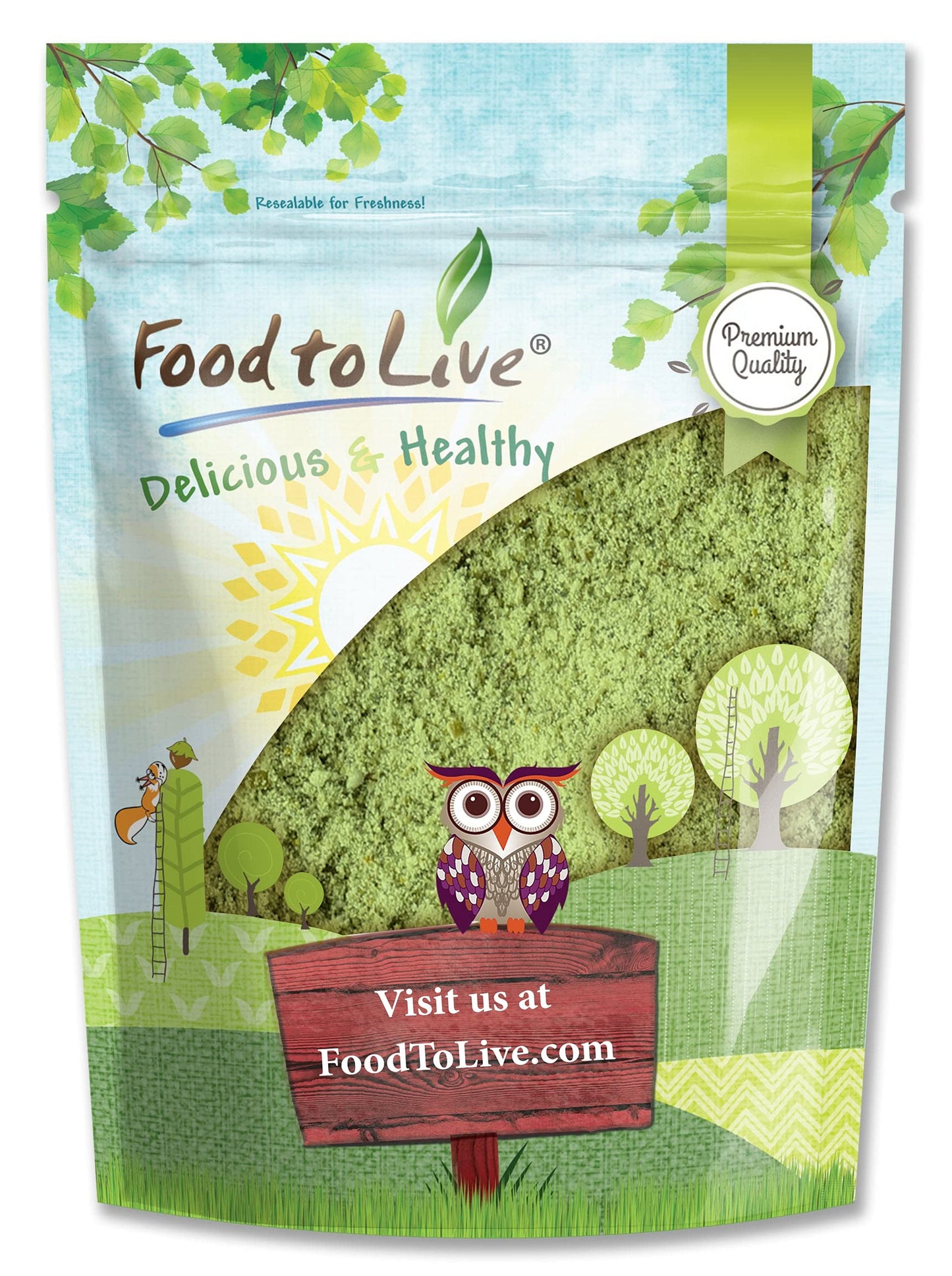 Food to Live Barley Powder, 1 Pound - Ground Whole Raw Dried Young Leaves, Fine Milled, Kosher, Vegan Superfood, Rich in Fiber, Protein. for Juices