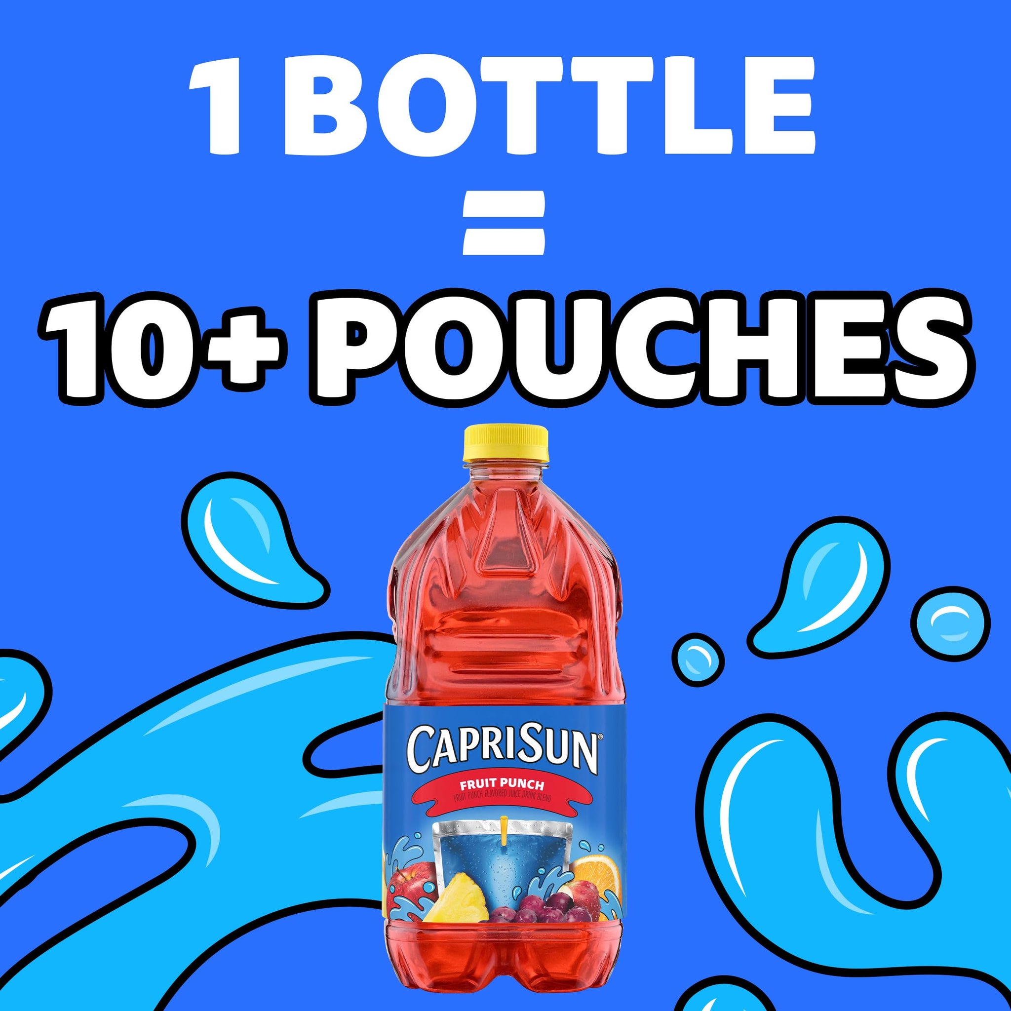 Capri Sun Flavored Juice Drink Blend with Other Natural Flavor, 1 Bottle, for School Lunches and On-the-Go Hydration, Fruit Punch, All Natural