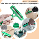 4-in-1 Pet Hair Remover & Lint Tool, Reusable Carpet Cleaner for Dog & Cat Fur - Safe for Couch, Clothes, Rugs & Car Mats - Portable Detailer with 4