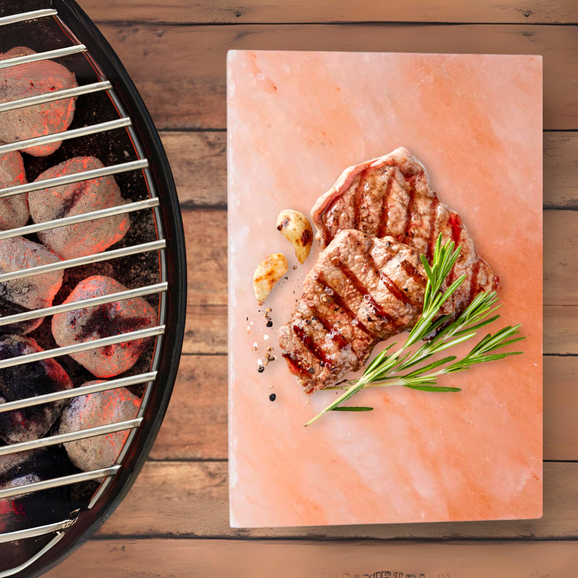 FOCUS NUTRITION Pink Himalayan Salt Block With Tray - Salt Stone For Grilling, Cooking, Serving | 100% Pure Salt Slab | Unique Gifts for Cooks | Food