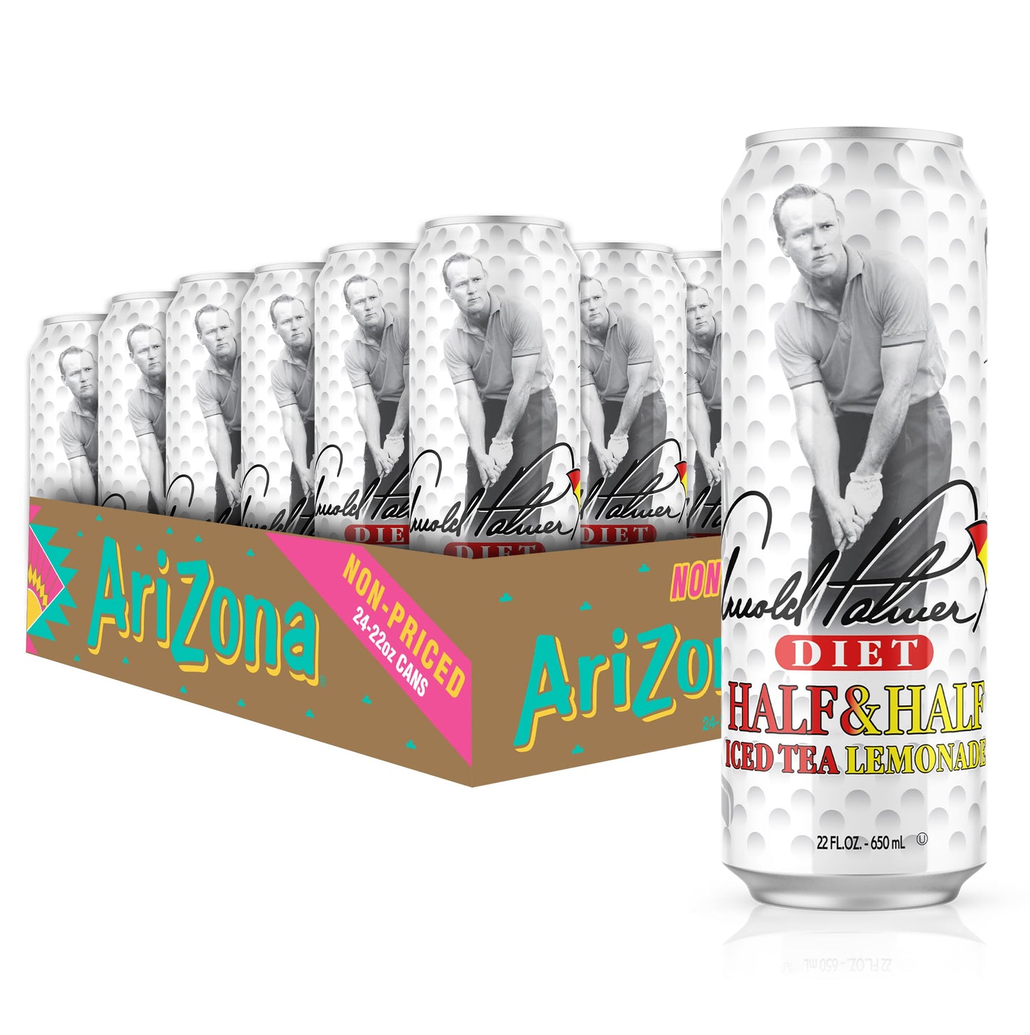 AriZona Diet Arnold Palmer Half and Half - Big Can, 22 Fl Oz (Pack of 24)