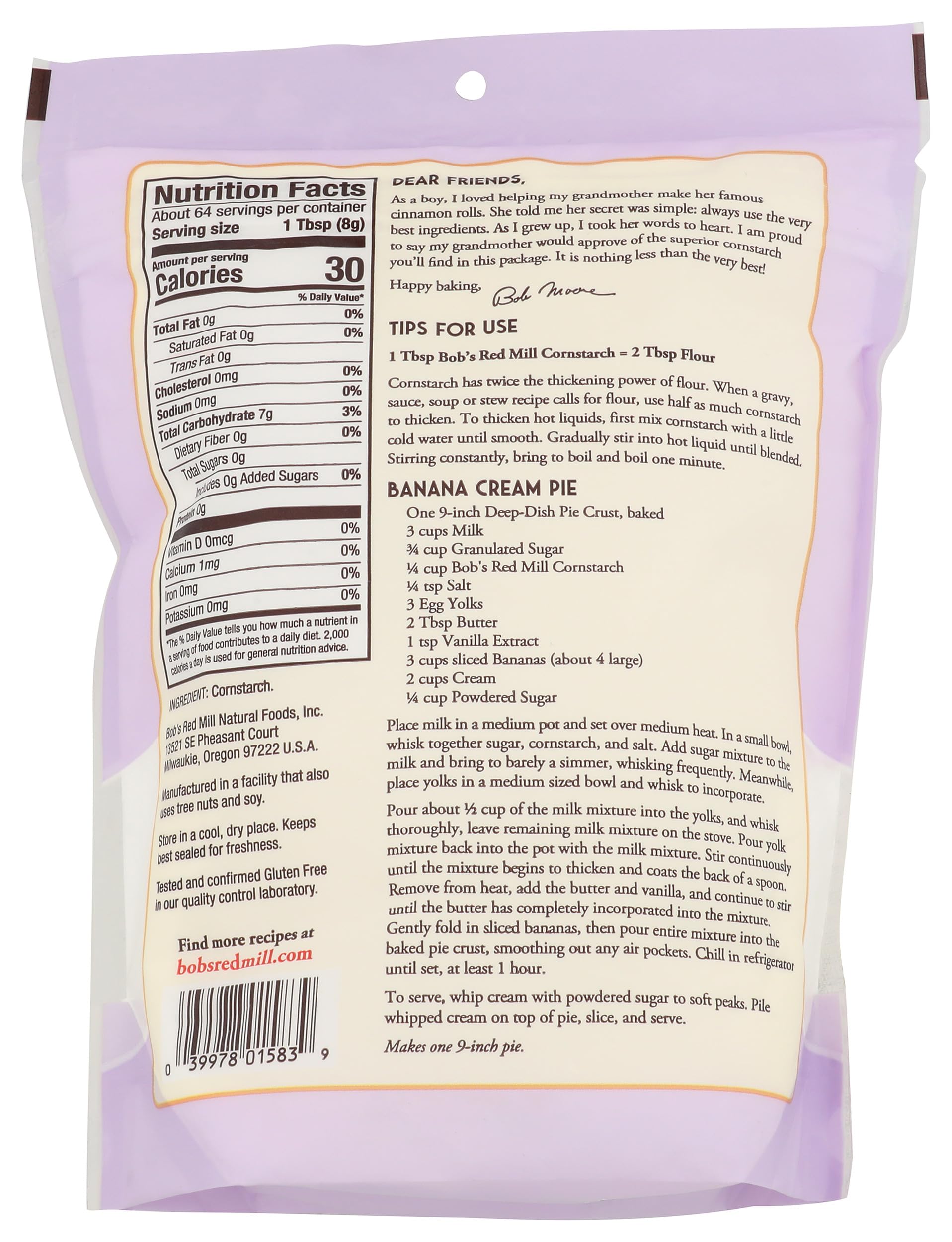 Bob's Red Mill Corn Starch, 18oz (Pack of 1) - Gluten Free, Vegan, Kosher
