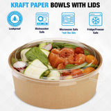 Ruthy's Outlet Kraft Salad Bowls W/Clear Lids - Disposable Paper Salad Containers, Eco-Friendly | Leak-Resistant | Microwave Safe - Ideal for Meal