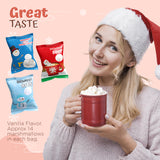 4E's Novelty 24 Packets 3 Assorted Christmas Mini Marshmallows - Individually Wrapped Snowman Marshmallows Packs for Hot Chocolate & Hot Cocoa