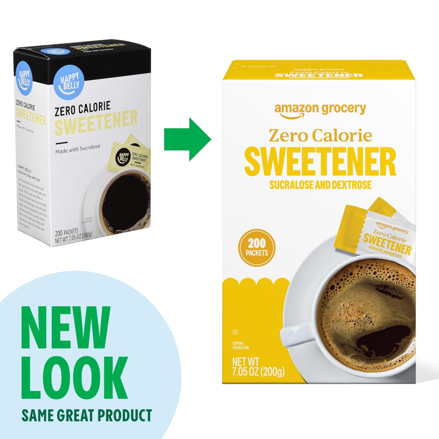 Amazon Grocery, Zero Calorie Sucralose and Dextrose Sweetener Packets, 250 Ct