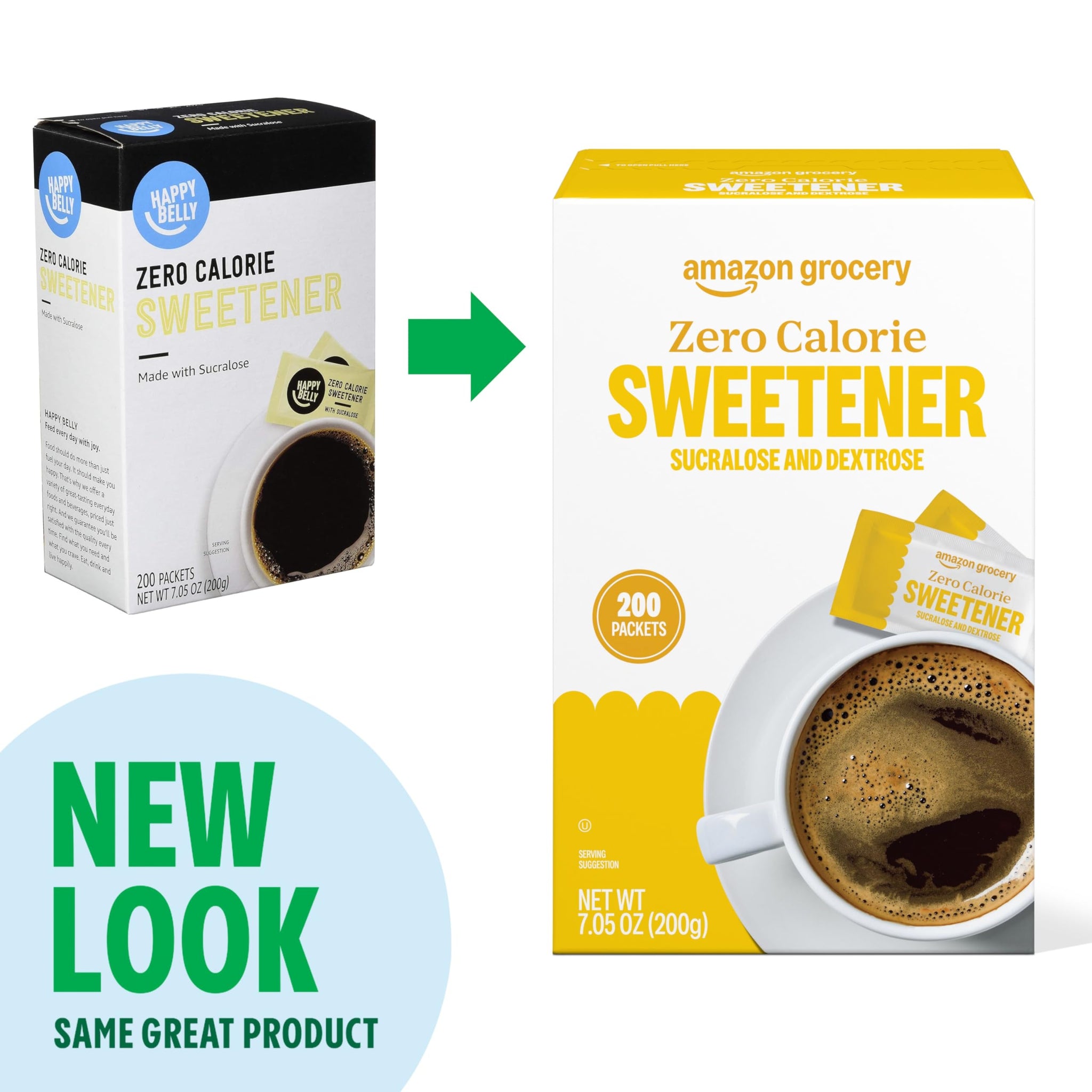 Amazon Grocery, Zero Calorie Sucralose and Dextrose Sweetener Packets, 250 Ct