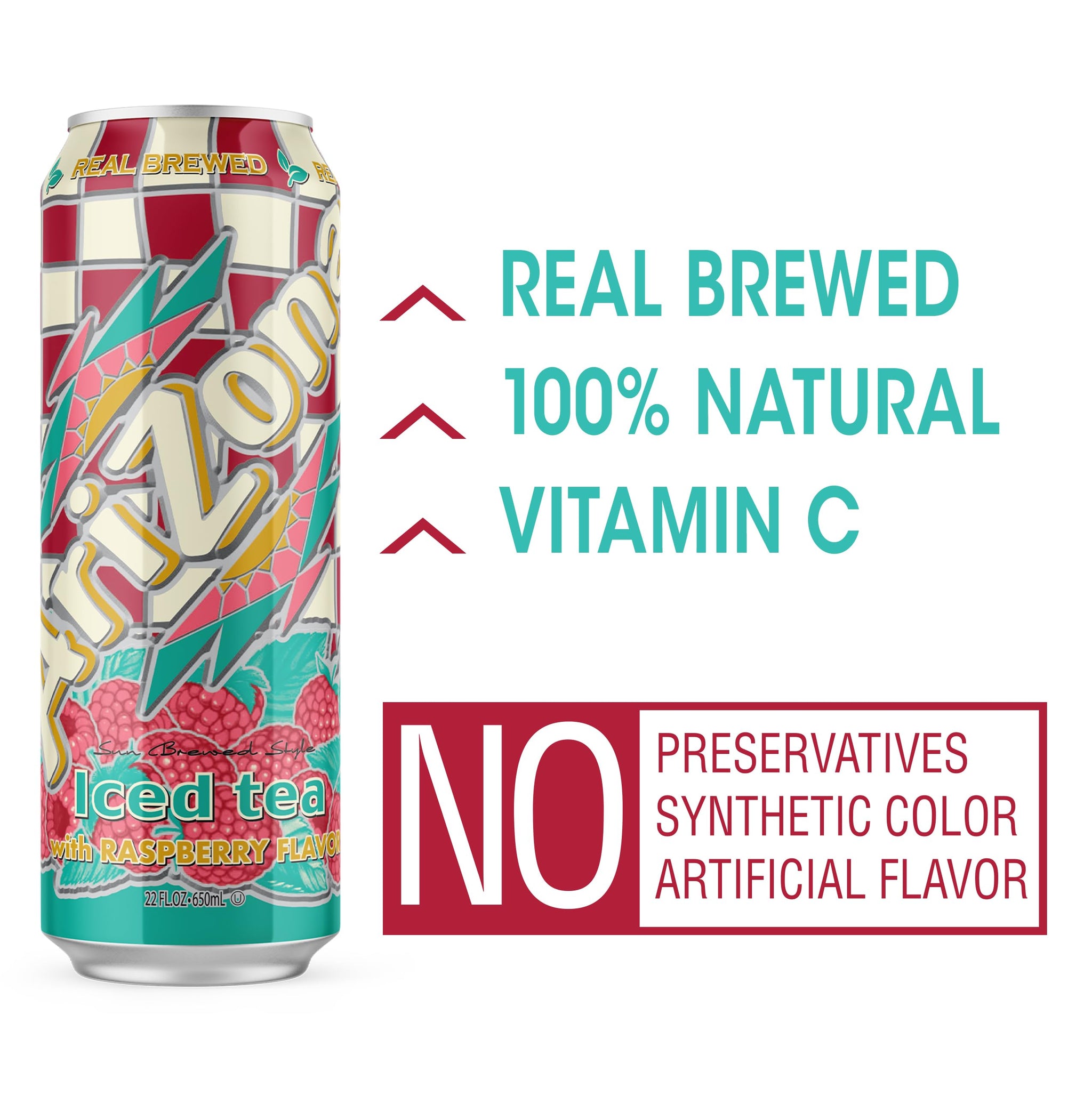 AriZona Raspberry Tea - Big Can, 22 Fl Oz (Pack of 24)