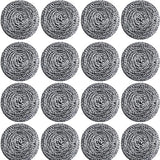 16 PCS Stainless Steel Sponges Scrubbers Cleaning Ball Utensil Scrubber Density Metal Scrubber Scouring Pads Ball for Pot Pan Dish Wash Cleaning