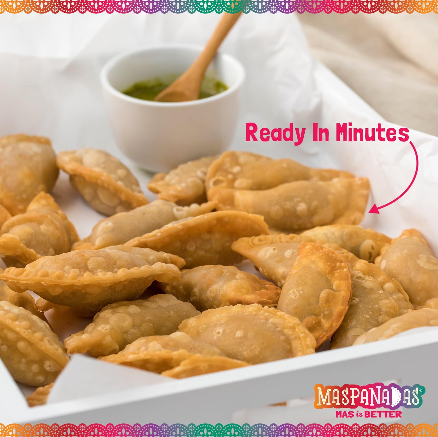 MasPanadas Chicken & Vegetable Empanadas, 7.5 oz. - Nutrient, Wholesome Ingredients, Premium Chicken Thigh Meat - Ready in Minutes - Authentic Hand