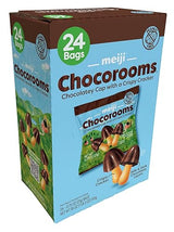 MEIJI Chocorooms Crispy Crackers - .75oz, Pack of 24 - Crunchy Pretzel Shell with Smooth Delicious Crème