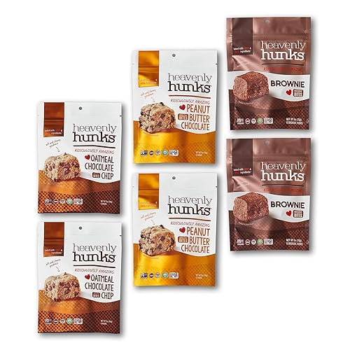 Heavenly Hunks Variety Pack 6oz Bags (6 Pack) - Oatmeal Chocolate Chip, Peanut Butter Chocolate & Brownie Bites