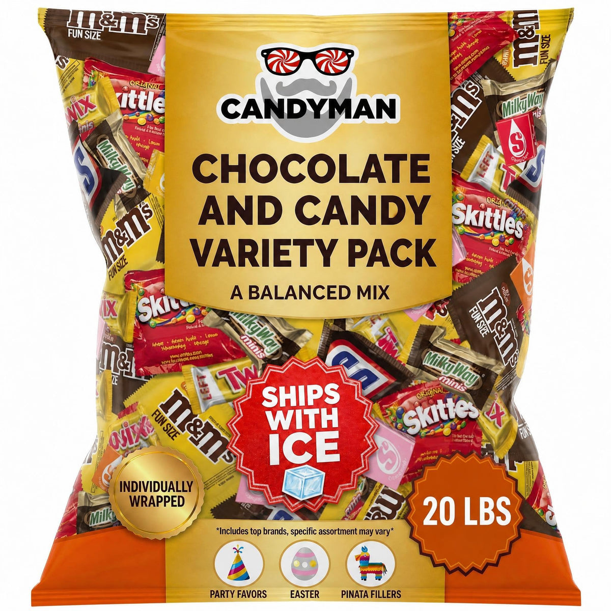 Candyman Easter Candy Variety Pack, 20 lb Bulk Individually Wrapped Candy